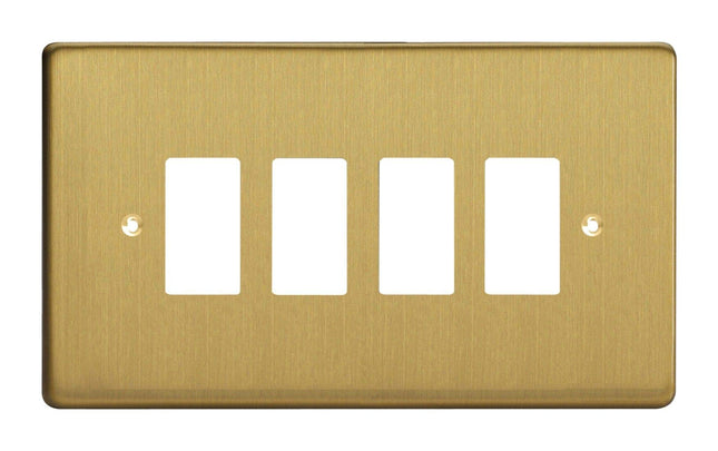 Varilight 4-Gang Grid Plate (Twin Plate) Brushed Brass XDBPG4-P