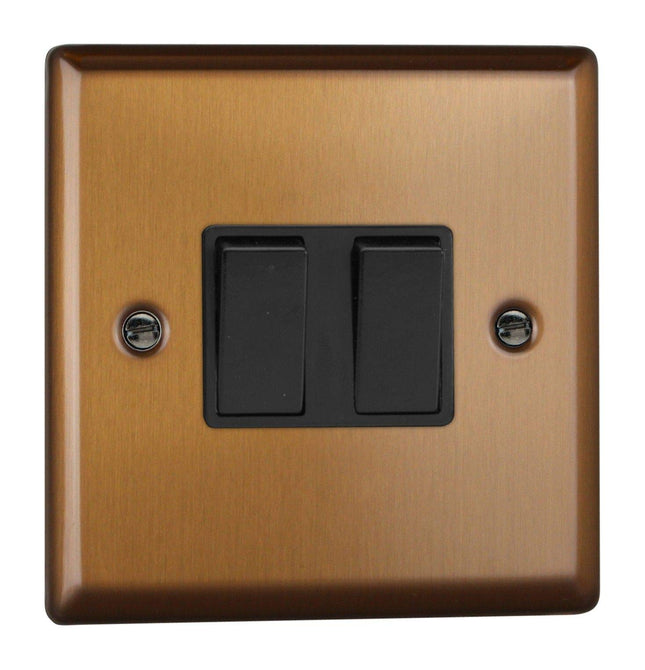 Varilight Urban Brushed Bronze 2-Gang Intermediate 10 Amp Switch