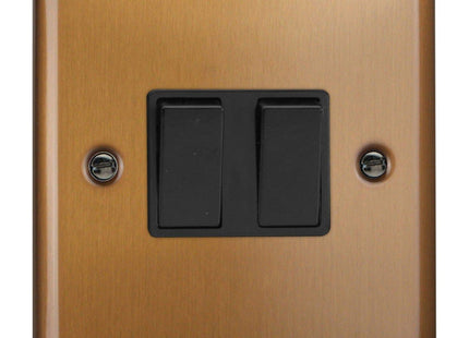 Varilight Urban Brushed Bronze 2-Gang 2-Way 10 Amp Switch Metal Rocker