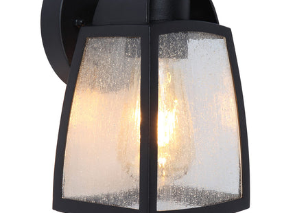 Lutec Outdoor Wall Lamp Lantern Garden Patio Light Aluminium Glass Down Spotlight Black up to 40 Watt