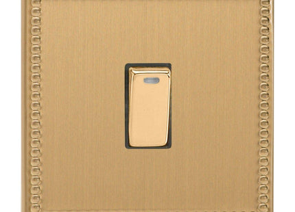 Varilight 1-Gang (Single), 20 Amp Double Pole Switch with Neon, Dimension Screwless Jubilee Brushed Brass XDY20NDS.JB