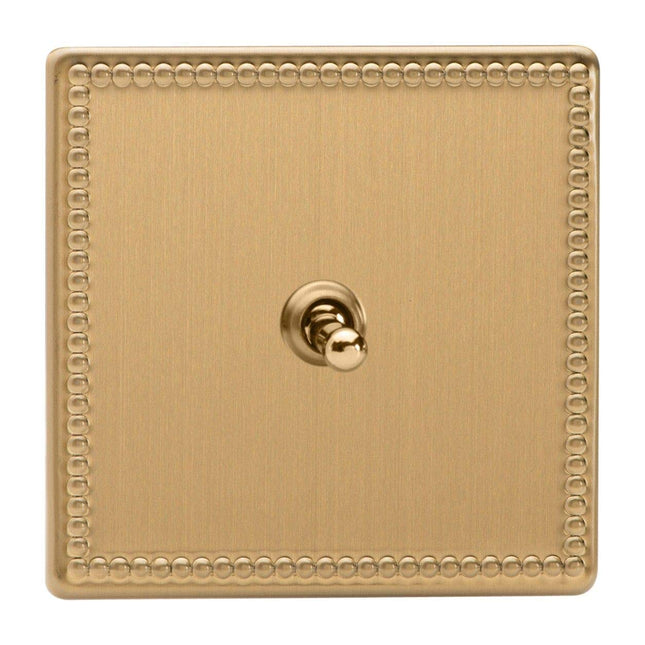 Varilight 1-Gang (Single), (3 Way) intermediate Classic Toggle Switch, Dimension Screwless Jubilee Brushed Brass XDYT7S.JB