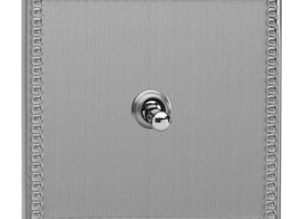 Varilight 1-Gang (Single), 1 or 2 Way 10 Amp Classic Toggle Switch, Dimension Screwless Jubilee Brushed Steel XDYT1S.JS
