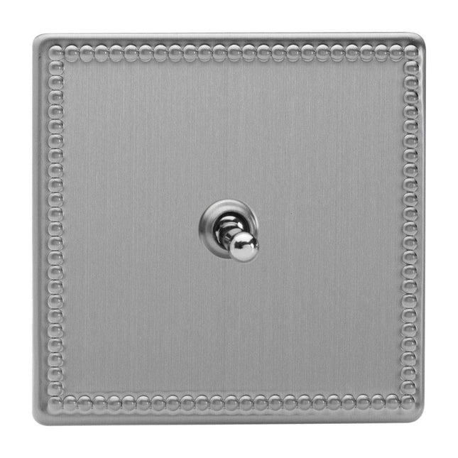 Varilight 1-Gang (Single), (3 Way) intermediate Classic Toggle Switch, Dimension Screwless Jubilee Brushed Steel XDYT7S.JS