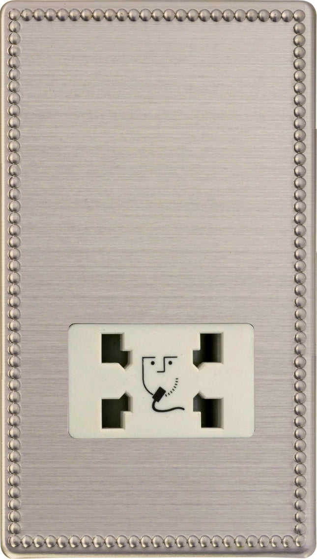 Varilight Dual Voltage Shaver Socket, Dimension Screwless Jubilee Brushed Steel XDYSSWS.JS