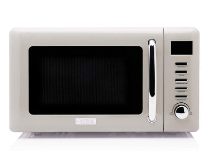 Haden Cotswold Putty 800W Microwave Oven 20-Litre Capacity, 5 Power Levels, Digital Control, 60 Min Timer, Easy-to-Clean Interior, Defrost/Express Functions, Stainless Steel Housing