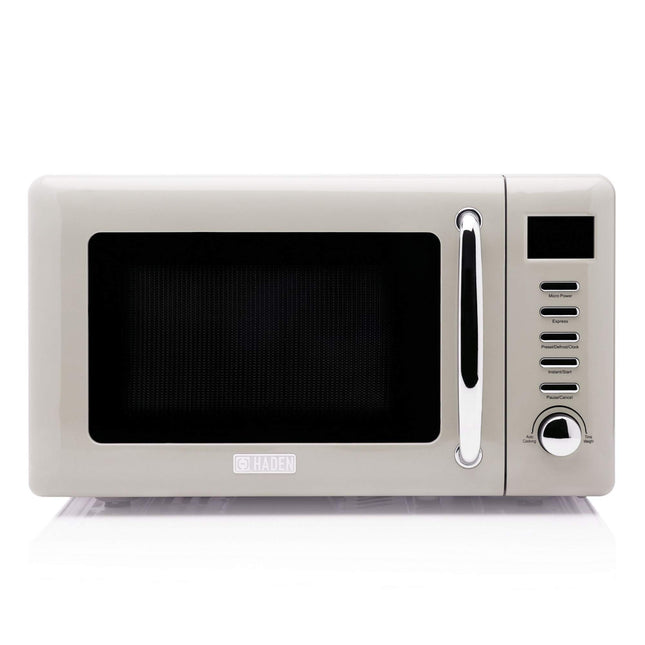 Haden Cotswold Putty 800W Microwave Oven 20-Litre Capacity, 5 Power Levels, Digital Control, 60 Min Timer, Easy-to-Clean Interior, Defrost/Express Functions, Stainless Steel Housing