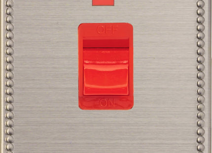 Varilight 45 Amp Cooker Switch with Neon (Vertical Double Size), Dimension Screwless Jubilee Brushed Steel XDY45NWS.JS