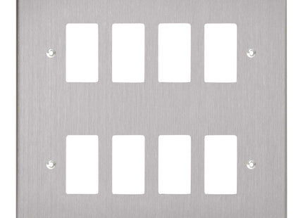 Varilight XDSPG8 PowerGrid Brushed Steel 8-Gang Grid Plate (Double Twin Plate)