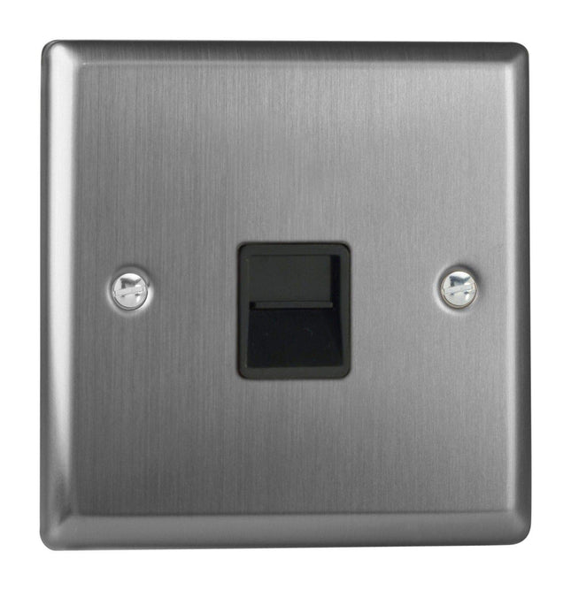 Varilight XTTSB Classic Brushed Steel 1-Gang Telephone Slave (Extension) Socket