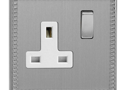 Varilight 1-Gang (Single), 13 Amp Switched Socket, Dimension Screwless Jubilee Brushed Steel XDY4WS.JS