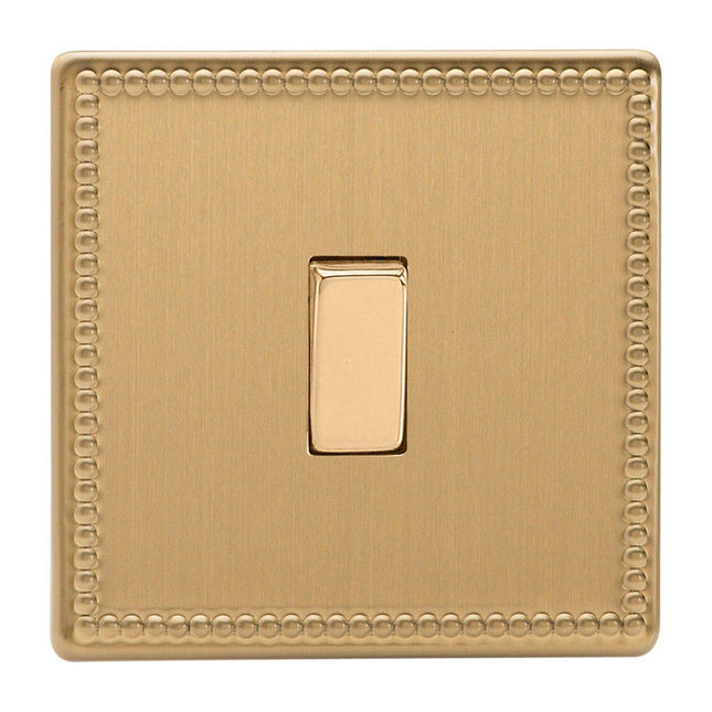 Varilight 1-Gang (Single), (3 Way) Intermediate 10 Amp Switch, Dimension Screwless Jubilee Brushed Brass XDY7S.JB