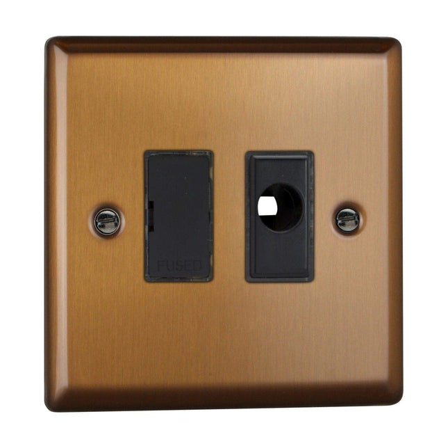 Varilight XY6UFOB.BZ Urban Brushed Bronze 1-Gang 13A Unswitched Fused Spur + Flex Outlet