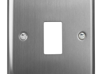 Varilight XTPGY1 Classic Brushed Steel 1-Gang PowerGrid Plate (Single Plate)