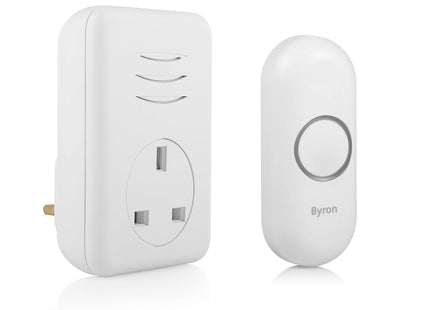 Byron DBY-22313UK Wireless Plug Through Doorbell Set, 150 m Range, 16 Melodies, White