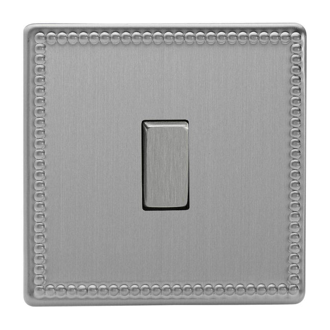 Varilight 1-Gang (Single), 1 or 2 Way 10 Amp Switch, Dimension Screwless Jubilee Brushed Steel XDY1S.JS