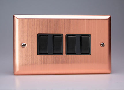 Varilight 4-Gang 10A 1- Or 2-Way Rocker Switch (Twin Plate)