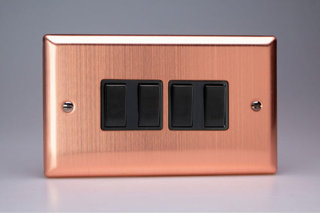 Varilight 4-Gang 10A 1- Or 2-Way Rocker Switch (Twin Plate)