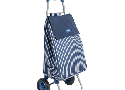 Sabichi 184177 Boucherie Blue and White Stripe 2 Wheel Shopping Trolley with Thermal Insulation Liner, 40ltr Capacity, 95 x 36.5 x 30cm