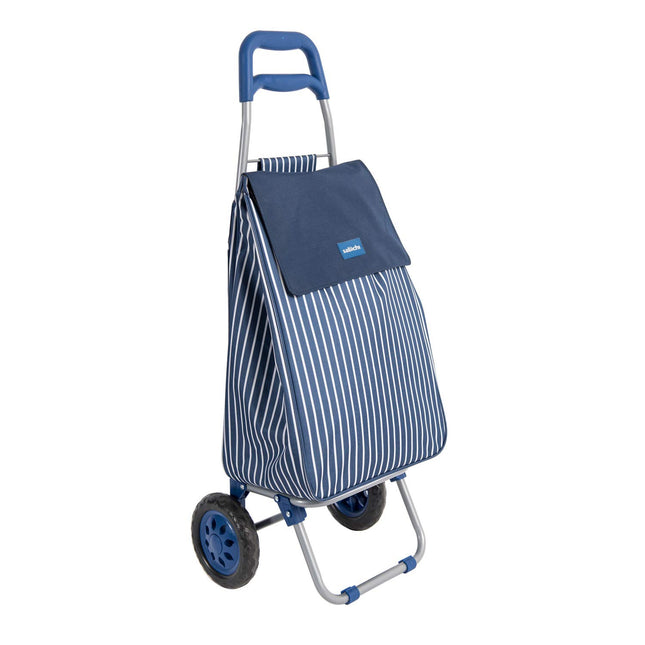 Sabichi 184177 Boucherie Blue and White Stripe 2 Wheel Shopping Trolley with Thermal Insulation Liner, 40ltr Capacity, 95 x 36.5 x 30cm