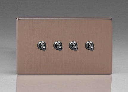 Varilight Flat Plate Screwless 4 Gang 10 Amp Toggle Light Switch