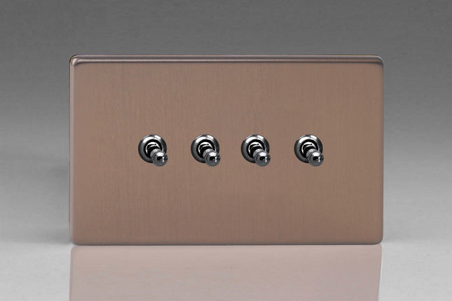 Varilight Flat Plate Screwless 4 Gang 10 Amp Toggle Light Switch