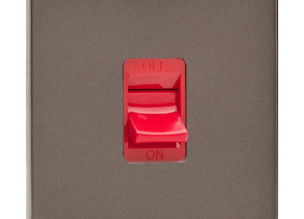 Varilight XDR45SS Screwless Pewter 45A DP Cooker Switch Single Plate