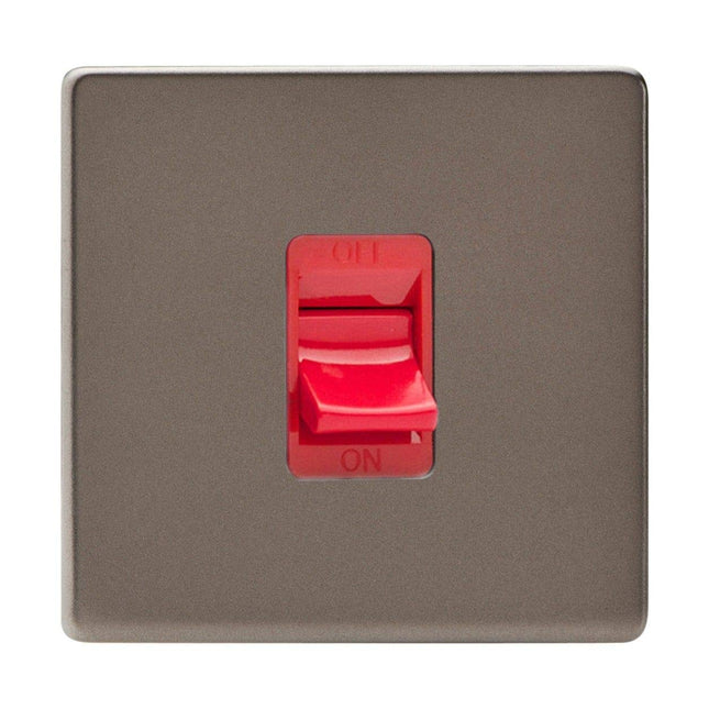Varilight XDR45SS Screwless Pewter 45A DP Cooker Switch Single Plate