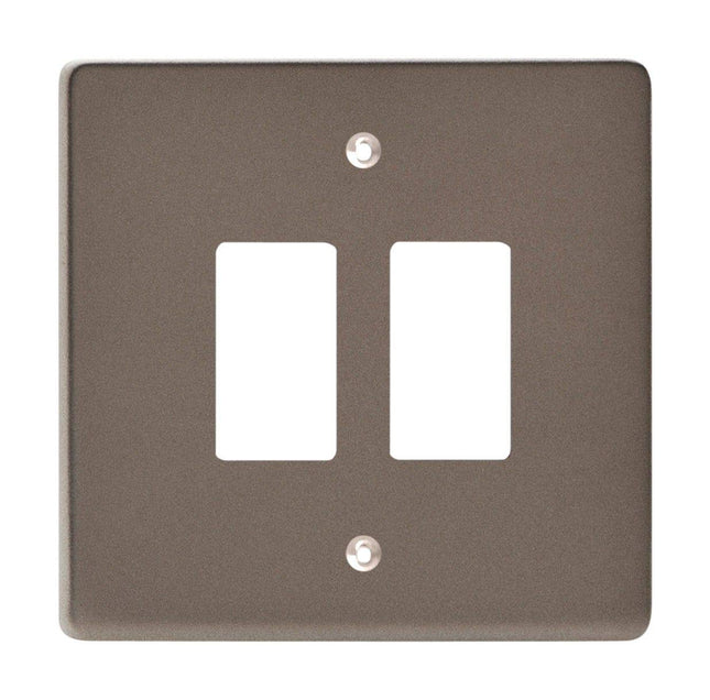 Varilight 2-Gang Grid Plate (Single Plate) Pewter XDRPG2-P