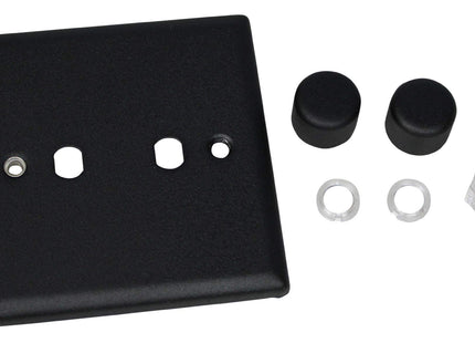 Varilight WY2.MB Urban Matt Black 2-Gang Dimmer Plate Only + Dimmer Knobs