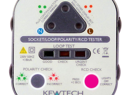 Kewtech Loopcheck 107 LOOPCHECK107 Mains Socket Tester with Loop Check, Grey, No Size