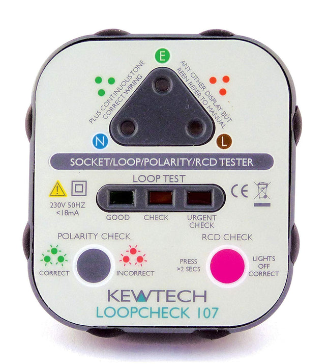 Kewtech Loopcheck 107 LOOPCHECK107 Mains Socket Tester with Loop Check, Grey, No Size