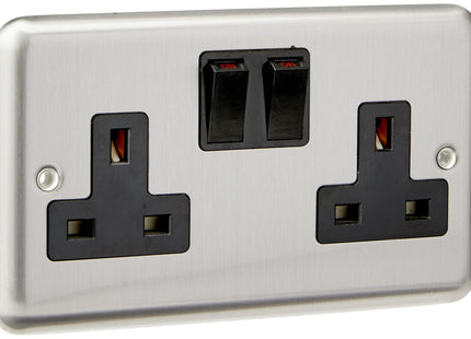 Varilight XS5B 13A Switched Socket Black 2-Gang