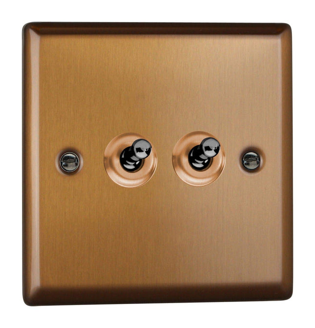 Varilight Urban Brushed Bronze 2-Gang 2-Way 10 Amp Toggle Switch