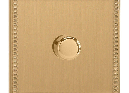 Varilight V-Pro Series 1-Gang (Single), 1 or 2 Way 400 Watt (Trailing Edge) Dimmer, Dimension Screwless Jubilee Brushed Brass JDYP401S.JB