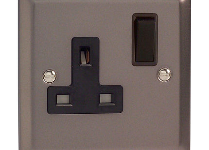 Varilight XR4B 13A Switched Socket Pewter Effect Black 1-Gang