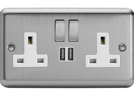 Varilight XS5U2SDW 13A Socket 2-Gang With USB White