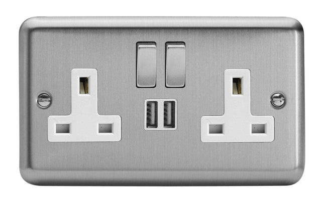 Varilight XS5U2SDW 13A Socket 2-Gang With USB White