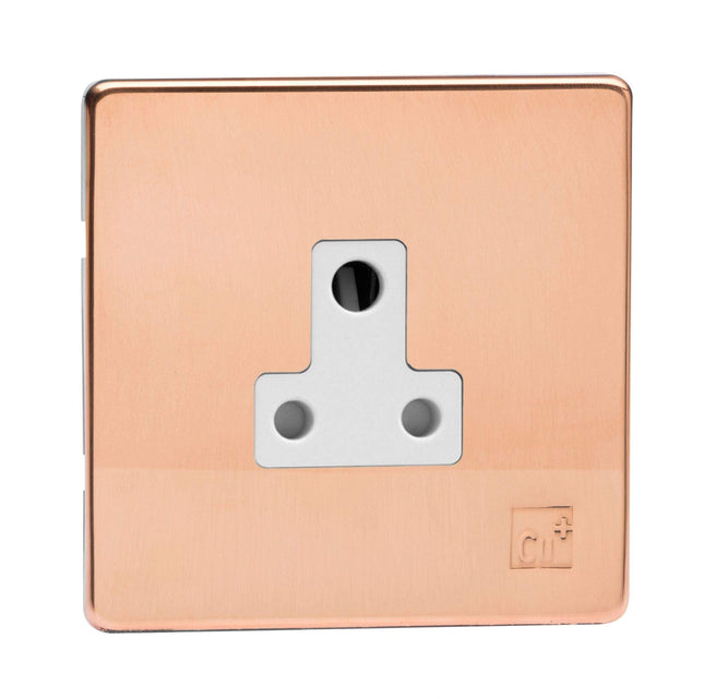 Varilight XDYRP5AWS.AC Screwless Antimicrobial Copper 1-Gang 5A Round Pin Socket