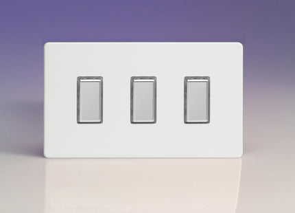 Varilight JDQES003S Dimmer Switch 3 Gang Premium White