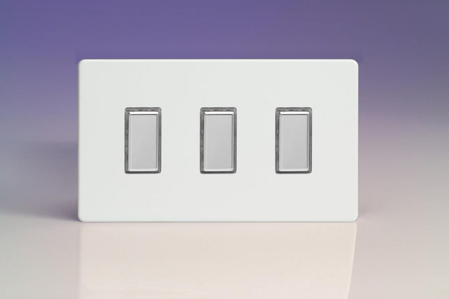 Varilight JDQES003S Dimmer Switch 3 Gang Premium White