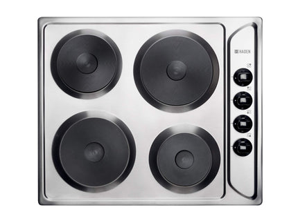 Haden HSP60X Hob Electric Hob with Solid 4 Plates, 60cm, Stainless-Steel SF038