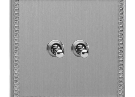 Varilight 2-Gang (Double), 1 or 2 Way 10 Amp Classic Toggle Switch, Dimension Screwless Jubilee Brushed Steel XDYT2S.JS