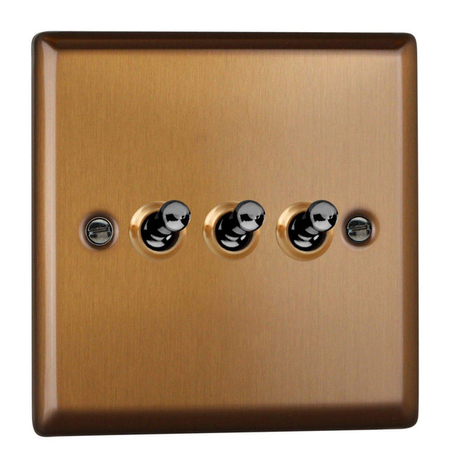 Varilight Urban Brushed Bronze 3 Gang 2-Way 10 Amp Toggle Switch