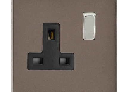 Varilight XDR4BS Screwless 1-Gang 13 Amp Double Pole Switched Socket Pewter Effect