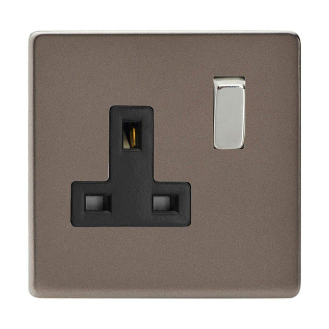 Varilight XDR4BS Screwless 1-Gang 13 Amp Double Pole Switched Socket Pewter Effect