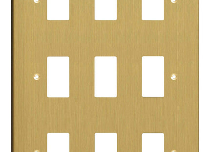 Varilight XDBPG9 PowerGrid Brushed Brass 9-Gang Grid Plate (Triple Twin Plate)