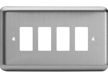 Varilight XSPGY4 PowerGrid Matt Chrome 4 Gang Grid Plate (Twin Plate)