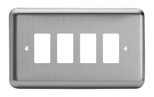 Varilight XSPGY4 PowerGrid Matt Chrome 4 Gang Grid Plate (Twin Plate)