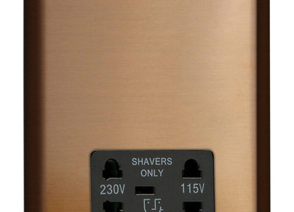 Varilight XYSSB.BZ Urban Brushed Bronze Dual Voltage Shaver Socket 240V/115V